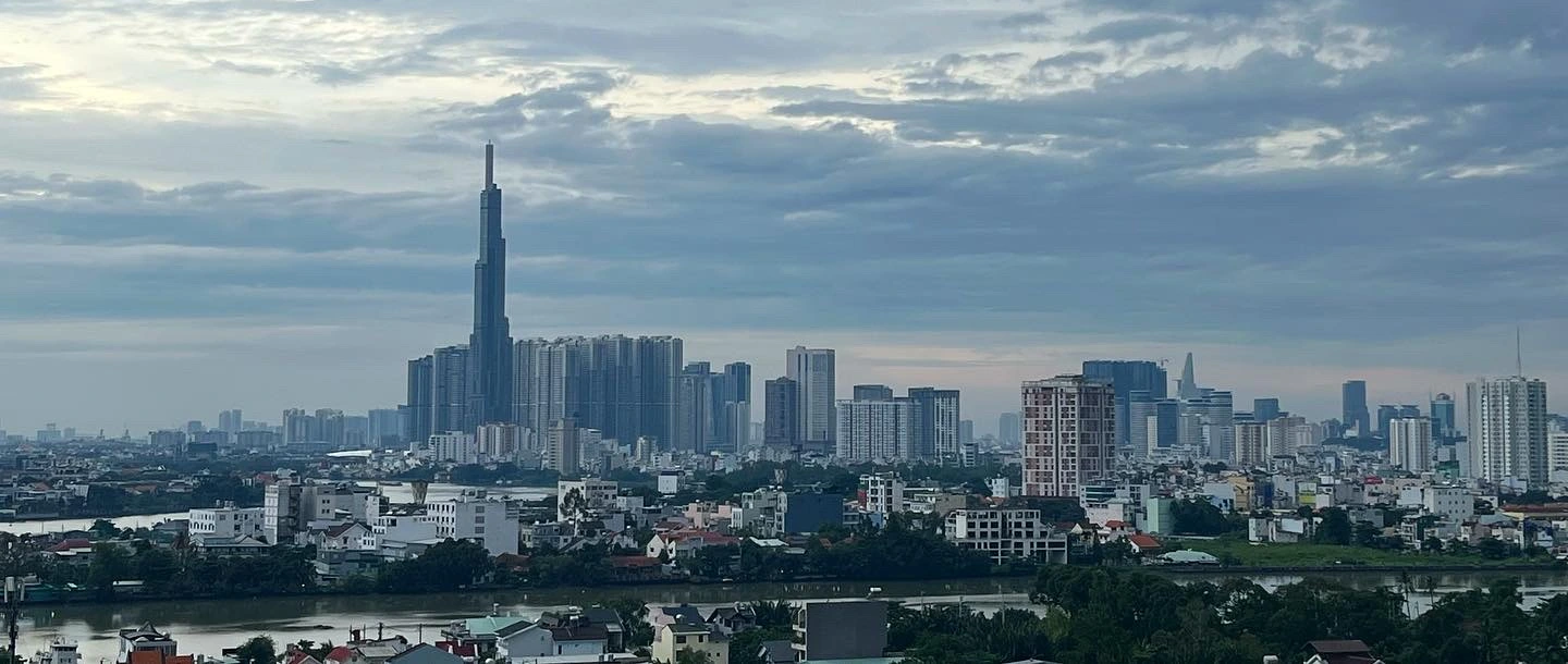 Ho Chi Minh City skyline, Vietnam, with Landmark 81 beside the Saigon River